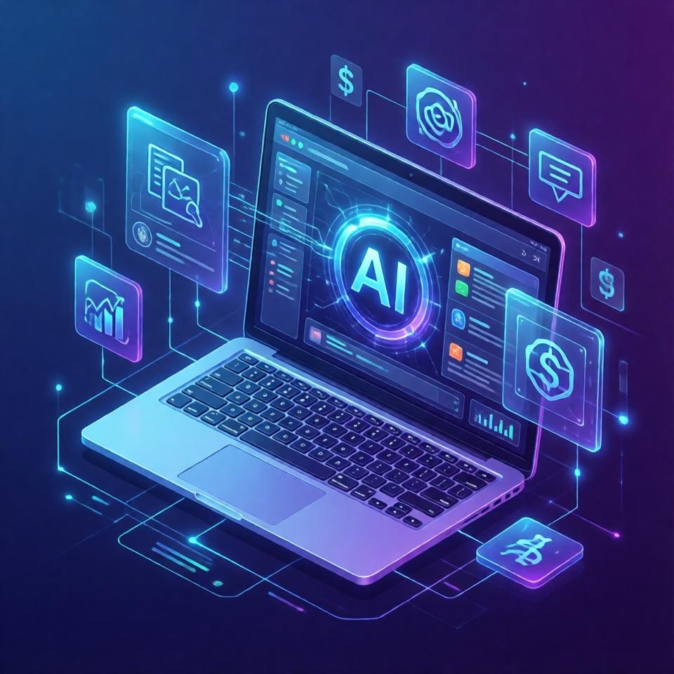 working with ai on a laptop